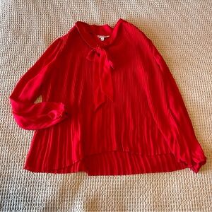 Nanette Lepore Red Pleated Slinky Blouse